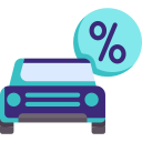 icon of car with percentage symbol next to it representing multi-car discounts on auto insurance