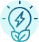 icon of a lightbulb with a lightning bolt inside and leaves at the base
