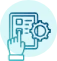 icon of document or form with a hand cursor and a settings gear, symbolizing configuration or management.