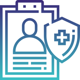 vector image of patient clipboard with health insurance shield next to it