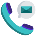 icon of phone with a speech bubble with an email icon in the middle of it