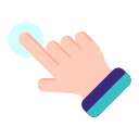 graphic of hand with pointer finger clicking to the upper left