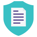 icon of document in the center of a shield symbol, representing an insurance policy