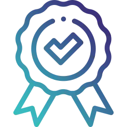 vector image of a badge ribbon with a check mark in the middle signaling high quality