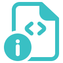 Document icon with code brackets and an information symbol