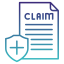 Document labeled 'CLAIM' with a shield and plus sign, representing insurance coverage