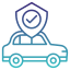 Graphic of car with shield and check mark above it, representing commercial vehicle insurance